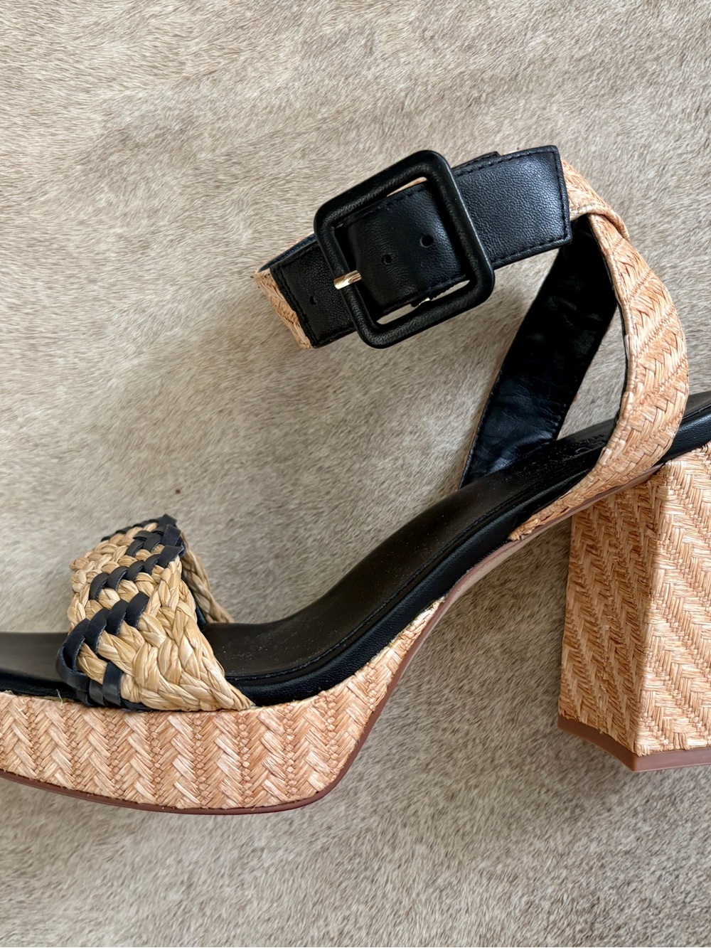 Naturalizer Edit 27 Jaselle2 Woven Platform Heels Black & Brown US 8 Like New